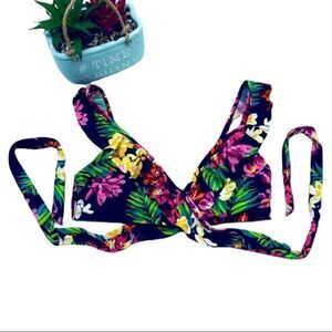 Cleanwater Floral Ruffle Tie Around Bikini Top